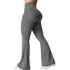 YEOREO Leggings da donna Kalie Flare Scrunch con vita a V e cross per yoga, Grigio, S