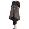 Vogstyle Donna Maniche Lunghe A-Line Casual Baggy Shirt Vestito Stile 3-Verde Militare L