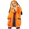 Loiahoer Costume da anime Runa con cappuccio, con cappuccio, colore arancione, graziose orecchie di coniglio, Halloween, carnevale, cosplay, per donne e ragazze