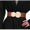 JASGOOD Cintura elastica larga da donna con fibbia dorata per vestito, cintura elastica in vita vintage, Marrone, Length 70cm（Fit Waist 27-32）
