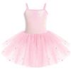 IWEMEK - Abito da Balletto per Bambina con Tutu, senza Maniche e con Paillettes, Body da Balletto, Vestito da Danza, per Ginnastica, Rosa, 3-4 Anni
