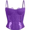 Dealmore - Corsetto per donne, in pizzo, con spalline sottili, per uscire, appuntamenti, feste, Viola, Small