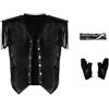 AYYOHON Gilet da uomo in pelle con frange gilet da cowboy senza maniche giacca pantaloni bandana guanti set set adulto nappa outwear tuta