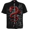 Spiral Oriental Dragon Uomo T-Shirt Nero 100% Cotone Regular