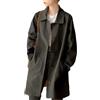 Ffnkrnfi Trench Primaverile Da Donna - Cappotto Antivento Largo Cardigan Nero Di Media Lunghezza Capispalla