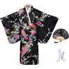 KRUIHAN Bambini Yukata Vintage Stile Giapponese - Ragazza Chimono Vestito Tradizionale Capi di Abbigliamento Seta Tessuto Accappatoio Matrimonio Festa Prestazione Toga