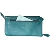 Mala Leather Custodia per occhiali con doppia cerniera, per 2 paia di occhiali, in vera pelle morbida, con panno di pulizia e tasca frontale con cerniera, 19 × 10 × 2 cm, Vision Care, Foglia di t