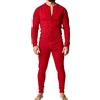 Muscle Alive Uomo Tuta Intera da Manica Lunga Men in Tutina Henley in Cotone Elasticizzato Super Confortevole Rosso XL