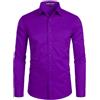 PARKLEES Camicia da uomo a maniche lunghe tinta unita slim fit casual business formale abbottonatura camicie con tasca
