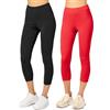 Merry Style Leggings Donna 3/4 Pantaloni Capri Morbidi e Confortevoli Leggins Donna in Cotone Traspirante Elastici e Delicati sulla Pelle Sensibile (2 Pack) MS10-199 (Nero/Rosso, M)