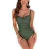 WIN.MAX Costume Intero Donna, Costume Intero con Controllo della Pancia, Costume da Bagno Taglie Forti per Donna Monokini Push-up Vintage, per Coppe da C a DD (Verde Scuro, IT50)