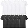 Fruit of the Loom 10 T-Shirts Fruit of the Loom con Scollo a V, varie taglie e Vari Colori Selezionabili