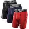 Natural Feelings Boxer sportivi a gamba lunga da uomo, confezione da 3 pezzi, elastici da 9 pollici, Gm8: boxer da uomo, confezione da 3 pezzi, rosso/blu navy/nero, XL