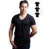 SKIPPER Confezione da 3 T-Shirt Uomo Stretch Scollo a V Profondo - Magliette Intime Slim Fit in Cotone Elasticizzato, Invisibili sotto la Camicia, Bianco Nero Beige e Mix, S-3XL