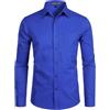 PARKLEES Camicia da uomo a maniche lunghe tinta unita slim fit casual business formale abbottonatura camicie con tasca