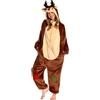 OLAOLA Tuta Intera Adulti Renna Natalizia, Peluche Unisex Morbido per Carnevale, Natale, Halloween