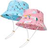 MASOCIO Cappello Neonata Bambina con Copricollo Cappellino Pescatore Bimba 1 2 Anni Sole Mare Anti UV Estivo Spiaggia 9 12 18 Cappello 2 Pezzi età 6-24 Mesi Multicolore 2