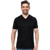 Merino.tech T Shirt Lana Merino - Intimo Termico Uomo Lana Merinos - Maglietta Trekking Uomo con Strato Base Leggero (Black V-Neck, Large)