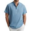 Enlision Camicia Blu Uomo Lino e Cotone Maglietta Coreano Uomo Manica Corta Serafino Estivo Eleganti Casual Ampia vestibilità T Shirt Taglie Forti 3XL