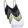 Blulu 4 Canottiere Cami Bralette Imbottita Senza Cuciture Reggiseno con Spalline Donna(S,Nero, Bianco, Verde Oliva, Grigio Scuro)