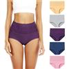 Senllori Donne Vita Alta Cotone Intima Tummy Controllo Slip Signore Morbido Copertura Completa Mutandine 5 Pack Multicolore Taglia XL