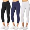 Merry Style Leggings Donna 3/4 Pantaloni Capri Morbidi e Confortevoli in Cotone Traspirante Elastici e Delicati sulla Pelle Sensibile MS10-199 (Nero/Blu Marino/Bianco, S)