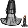 CABODYALS Gonna Lunga In Tulle Nero A Doppio Strato Da 110cm Tutù In Rete Trasparente Maxi Gonna Copricostume In Poliestere Vita Alta Bikini Staccabile Gonna In Pizzo Abito per Donna Matrimonio Rave P