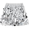 Miipat Gonna di Paillettes per Ragazze, Scintillanti Bambina Mini Gonna Glitterata Vita Elastica Gonne con Fodera per Danza Compleanno Principessa Festa(Argento, 12-13 Anni)