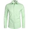 PARKLEES Camicia da uomo a manica lunga, tinta unita, Slim Fit, casual, da lavoro, formale, con bottone e tasca, Verde menta, XXL