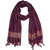 TRENDMALLS Chinon seta dorata Zari tessitura strisce Design Scraf womne, Viola, Etichettalia unica