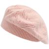 ZLYC Berretto da Donna Classico, in Tinta Unita, Berretto alla Francese Caldo, Rosa Lavorato a Maglia., Taglia Unica