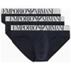 Emporio Armani Stretch Cotton Shiny Logoband 3-pack Brief, Slip Uomo, Multicolore (Marine-marine-marine), M
