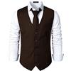 PARKLEES Gilet da uomo hipster urbano design business formale slim fit abito smoking gilet, Marrone, XXL