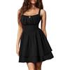 SCARLET DARKNESS Abito Donna Stile Vittoriano Corto Estivo con Stampa Elegante Spaghetti e Vita Stretta