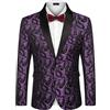 COOFANDY Giacca maschile stile smoking, con motivo paisley floreale, rever a scialle, per cene, balli di fine anno, matrimoni