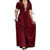Leonardo Carbone Abito da Donna Medievale LYSA Manica Corta con Lacci Rosso Cotone Beige