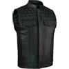 Leatherick Honeycomb SOA Gilet da moto da uomo in vera pelle - Gilet da motociclista con trasporto nascosto nero con fodera in poliestere