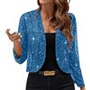 Generic Cardigan e Giacche da Donna con Paillettes e Maniche a 3/4 - Blazer Corto Aperto Frontalmente, Scintillante e Glitterato - Giacche Corte da Festa in Rete e Paillettes (Sky Blue,XL)