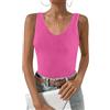 Zeagoo Canotte da donna a coste 2024 con scollo a V slim fit in maglia senza maniche magliette casual basic, Rosa pesca., S