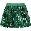 Miipat Gonna di Paillettes per Ragazze, Scintillanti Bambina Mini Gonna Glitterata Vita Elastica Gonne con Fodera per Danza Compleanno Principessa Festa(Verde, 3-4 Anni)
