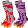 GRPSKCOS 2 paia di calzini da sci in lana merino, per bambini, invernali, termici, spessi, caldi, per sci, pattinaggio, snowboard, escursionismo, 3-12 anni, 02 Viola & Rosso, 3-6 Years