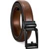 LEACOOLKEY Cintura da uomo in pelle automatica con fibbia a cricchetto per pantaloni da uomo jeans, G-marrone., Belt length 130cm
