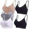 BQTQ 5 Pezzi Reggiseno a Canotta V Collo Bralette Senza Ferretto per Donna (Bianco, Nero, Beige, Grigio, XXL)