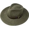 Borges & Scott Premium Lewis- Cappallo a Tesa Grande Fedora-100% Lana Feltro- Resistente all'Acqua- Fascia di Cuoio - Verde Scuro 56cm