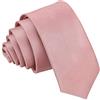 DQT Uomo Plain Satin Raso Nozze Casuale Skinny Cravatta Sottile Rosa Polvere
