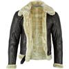 Leatherick Giacca in pelle marrone con spesso shearling Montone Flying Jacket (L)