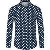 Lars Amadeus Camicia da uomo a pois con stampa a pois con bottoni a maniche lunghe camicie casual, Blu scuro, M