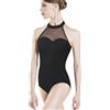 DANSHOW Body da Danza Classica da Donna Body da Ballo Nero da Donna Scollatura allamericana