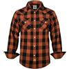 TARAINYA Camicia Flanella Uomo Cotone Western Cowboy Quadri Manica Lunga con Bottoni Automatici Regular Fit D Arancione Nero Buffalo S
