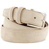 La Bottega del Calzolaio Cintura Uomo Pelle Scamosciata 3,5 cm, Cintura Unisex in Vero Camoscio con Interno in Cuoio, Artigianale Made in Italy, Fibbia in Metallo Argentato, Astuccio Regalo